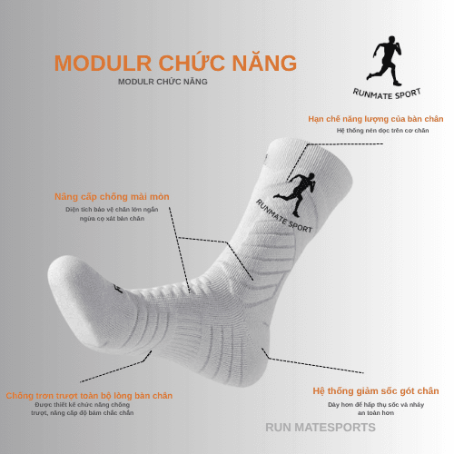 Tất chống trơn cổ cao - RUNMATE SPORTS TCC 2025